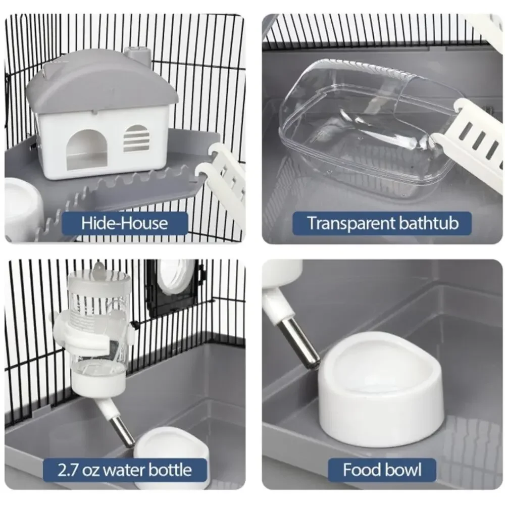 3-Tier Hamster Cage Starter Kit 22” w/Wheel House Bottle Tub Open Box